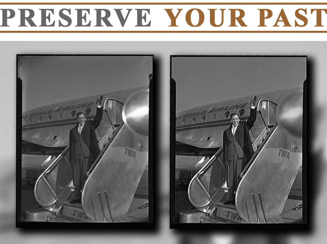 Frank Sinatra waving from the boarding stairs leading to the legendary TWA Lockheed Constellation airliner 